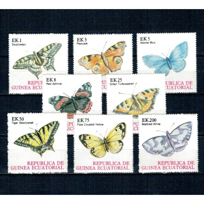 Guinea Ecuatoriala 1977 - Fluturi, serie neuzata