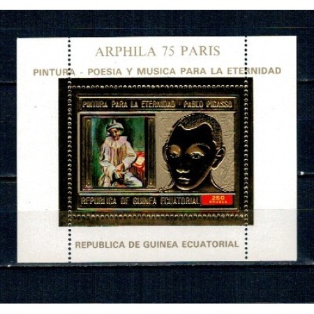Guinea Ecuatoriala 1975 - Arphila, pictura Pablo Picasso, arta, colita neuzata
