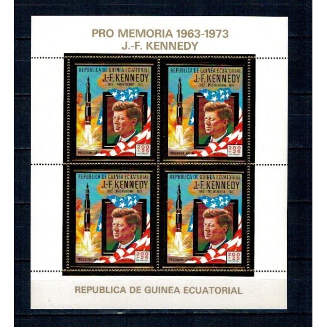 Guinea Ecuatoriala 1973 - J.F. Kennedy, minicoala folio gold, neuzata