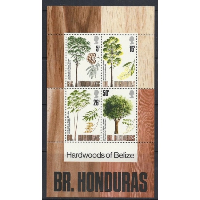 British Honduras 1971 - Copaci, flora, bloc neuzat