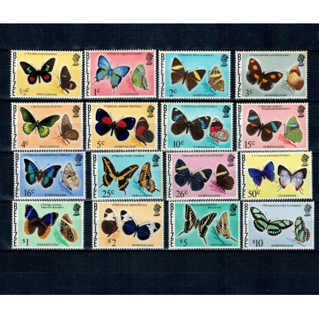 Belize 1974/75 - Fluturi, serie nestampilata