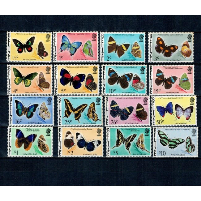 Belize 1974/75 - Fluturi, serie nestampilata