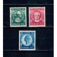 Rhineland-Pfalz 1949 - J. W. Goethe, serie nestampilata