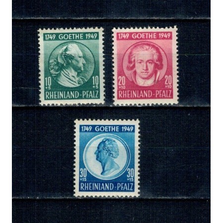 Rhineland-Pfalz 1949 - J. W. Goethe, serie nestampilata