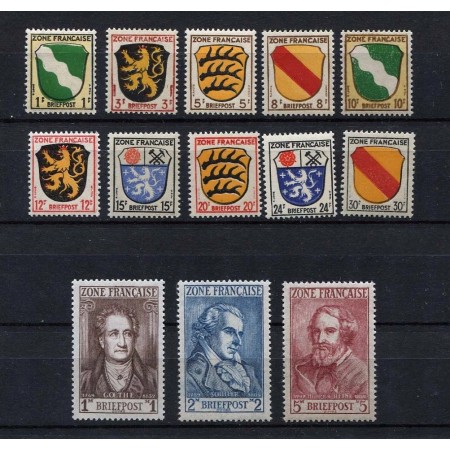 Zona de Ocupație Franceza 1945 - Uzuale, steme si personalitati, serie neuzata