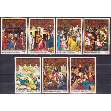 Guinea Ecuatoriala 1973 - Crăciun, picturi, arta, serie neuzata