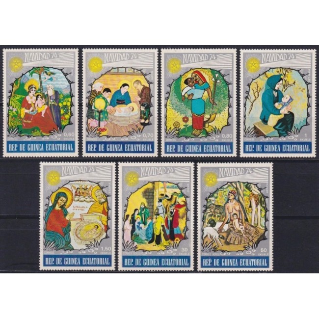 Guinea Ecuatoriala 1974 - Crăciun, picturi, arta, serie neuzata
