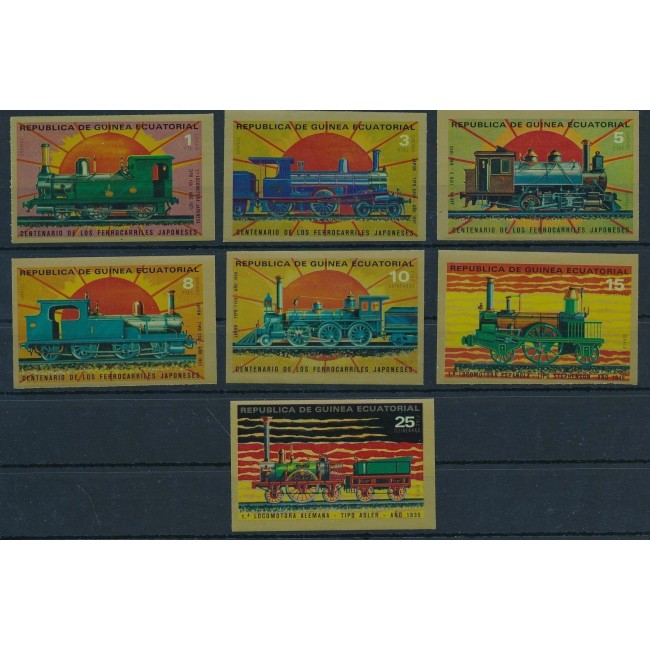 Guinea Ecuatoriala 1972 - Locomotive, trenuri, serie nedantelata neuzata