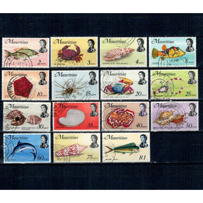 Mauritius 1969 - Uzuale, pești, serie stampilata incompleta