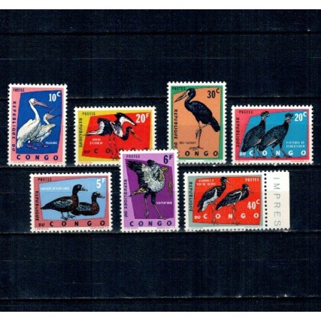 Congo 1963 - Pasari protejate (II), fauna, serie neuzata