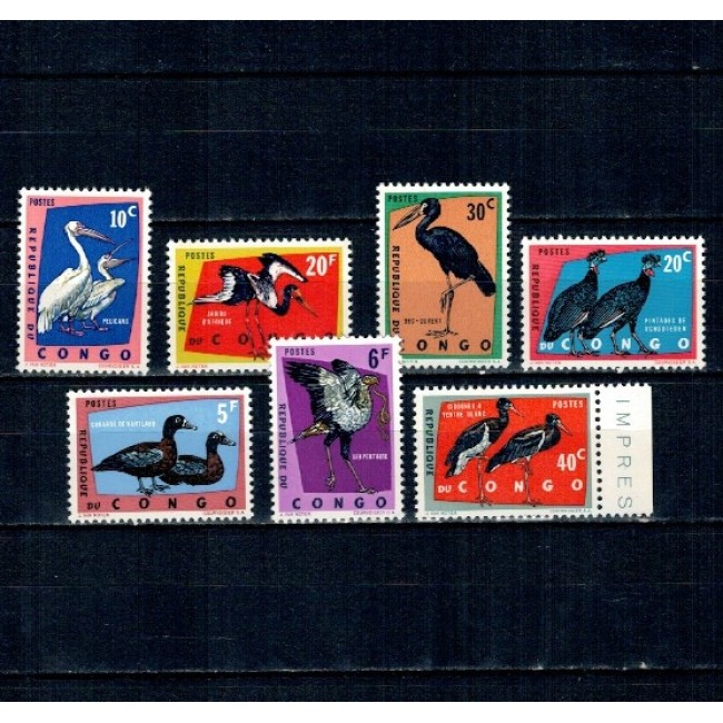 Congo 1963 - Pasari protejate (II), fauna, serie neuzata