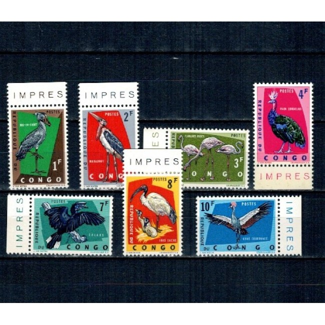 Congo 1963 - Pasari protejate (I), fauna, serie neuzata