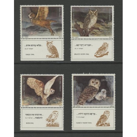 Israel 1987 - Păsări biblice, bufnite, serie neuzata cu tab
