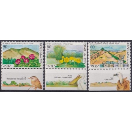 Israel 1990 - Rezervații naturale, fauna-flora, serie neuzata cu tab