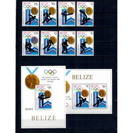 Belize 1980 - Jocurile Olimpice de iarna, sport, serie si colite neuzate
