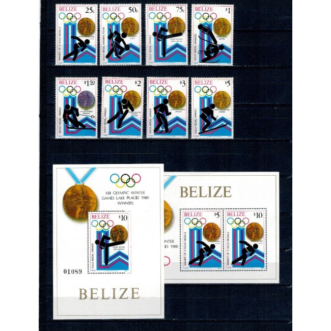 Belize 1980 - Jocurile Olimpice de iarna, sport, serie si colite neuzate