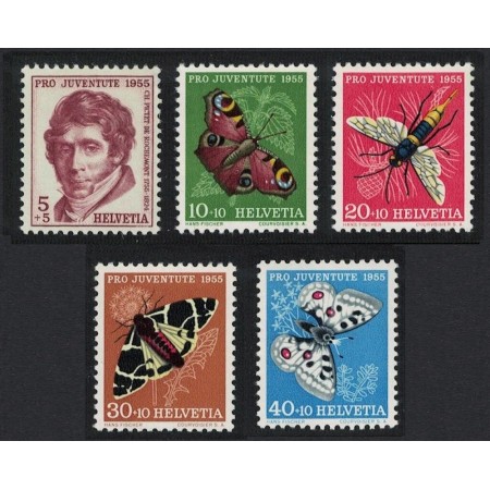 Elvetia 1955 - Fluturi, Pro Juventute, serie neuzata