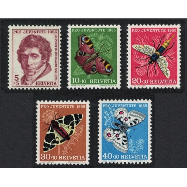 Elvetia 1955 - Fluturi, Pro Juventute, serie neuzata