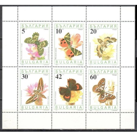 Bulgaria 1990 - Fluturi, bloc neuzat