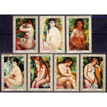 Guinea Ecuatoriala 1973 - Picturi, nuduri, Renoir, serie neuzata