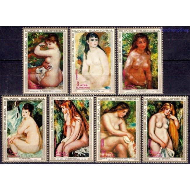 Guinea Ecuatoriala 1973 - Picturi, nuduri, Renoir, serie neuzata