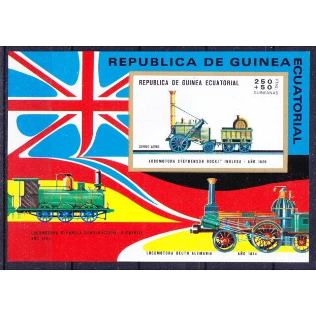Guinea Ecuatoriala 1972 - Locomotive, colita nedantelata neuzata