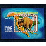 Guinea Ecuatoriala 1977 - Fauna din America de Nord, animale, colita neuzata