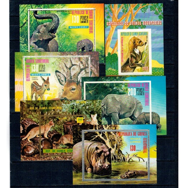 Guinea Ecuatoriala - Lot 6 colite cu tematica fauna, animale