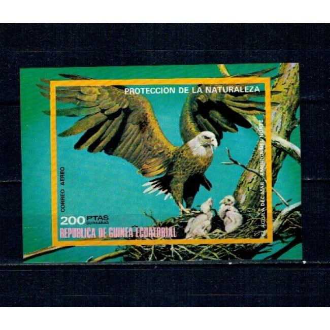 Guinea Ecuatoriala 1976 - Păsări din America de Nord, colita neuzata