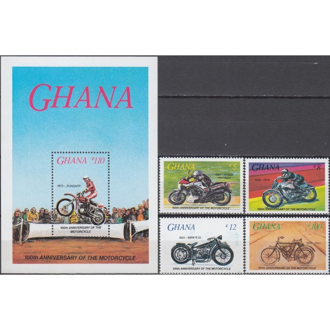 Ghana 1985 - Motociclete, motociclism, serie si colita neuzata