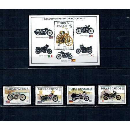Turks & Caicos 1985 - Motociclete, serie si colita neuzata