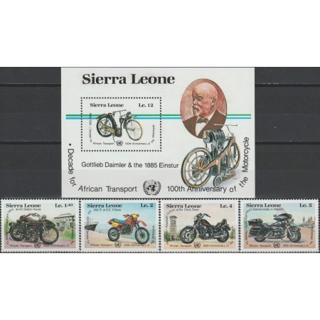 Sierra Leone 1985 - Motociclete, serie si colita neuzata