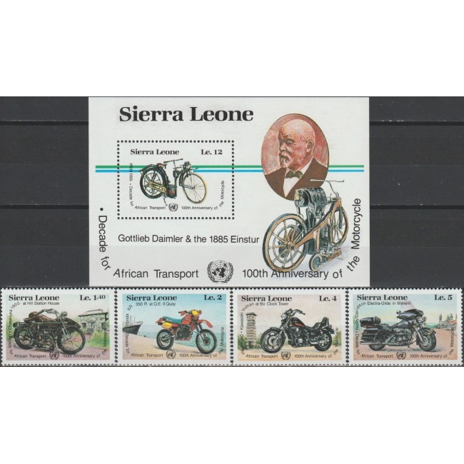 Sierra Leone 1985 - Motociclete, serie si colita neuzata
