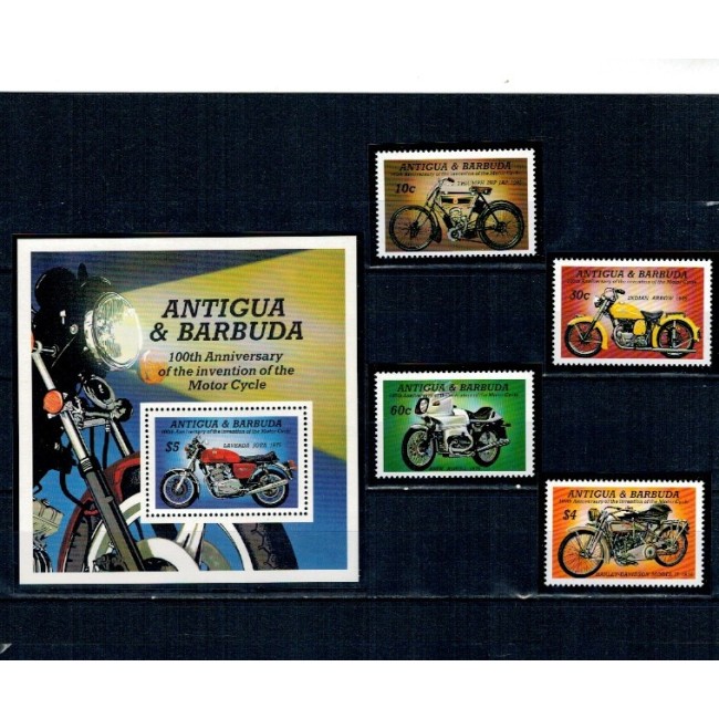 Antigua Barbuda 1985 - Motociclete, serie si colita neuzata