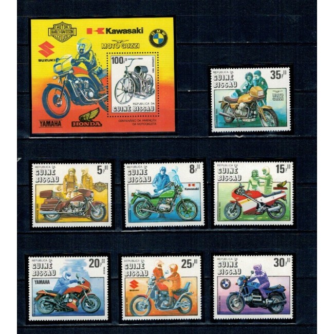 Guinea Bissau 1985 - Motociclete, serie si colita neuzata