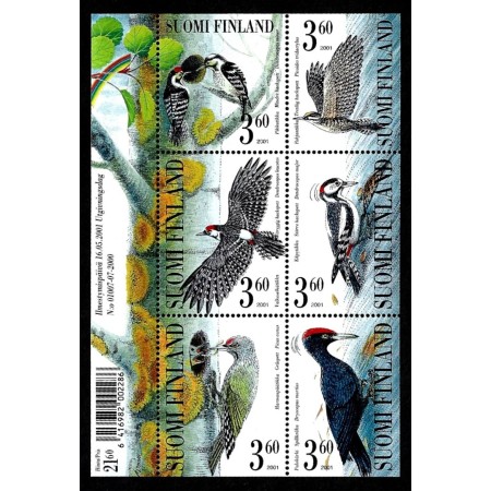 Finlanda 2001 - Păsări, ciocănitori, serie neuzata in bloc