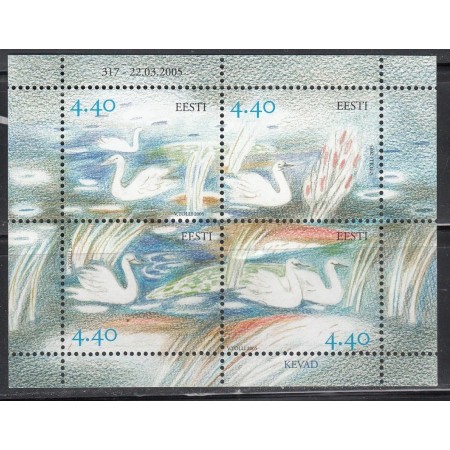 Estonia 2005 - Lebede, păsări, bloc neuzat