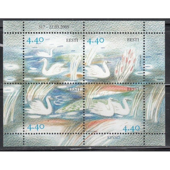 Estonia 2005 - Lebede, păsări, bloc neuzat