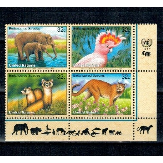 ONU New York 1997 - Fauna protejata, animale, serie neuzata