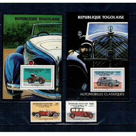 Togo 1985 - Mașini de epoca, supratipar Tsukuba, serie si colite neuzate