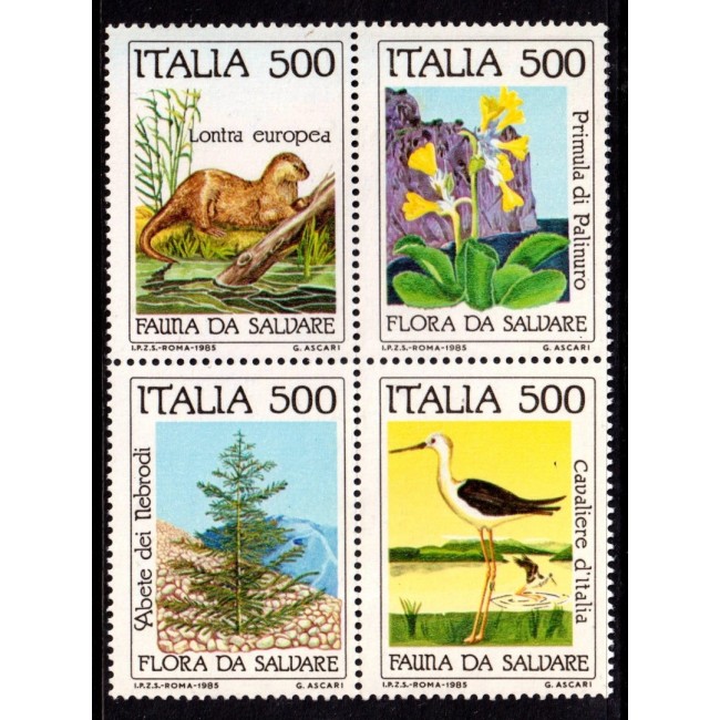 Italia 1985 - Protecția naturii, fauna, serie neuzata