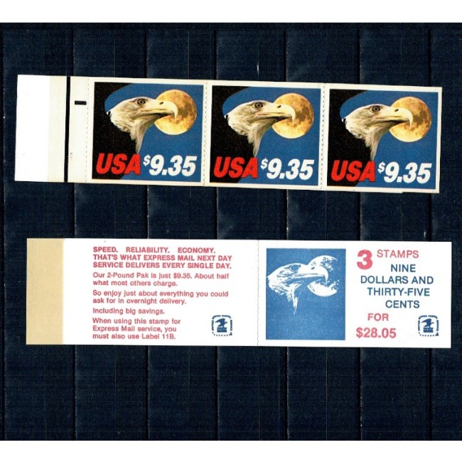 SUA 1985 - Vultur, nominal 3 x $9.35, carnet filatelic neuzat