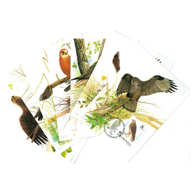 Ungaria 1983 - Păsări, serie carti poștale maxime