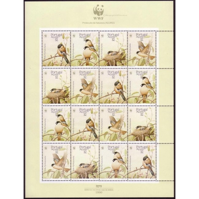 Portugal Azores 1990 - Păsări, minicoala neuzata