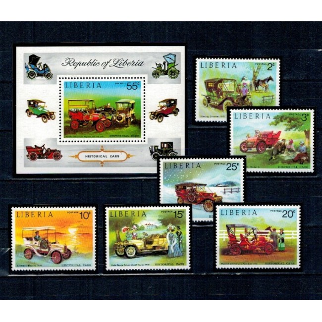 Liberia 1973 - Mașini de epoca, serie si colita neuzata