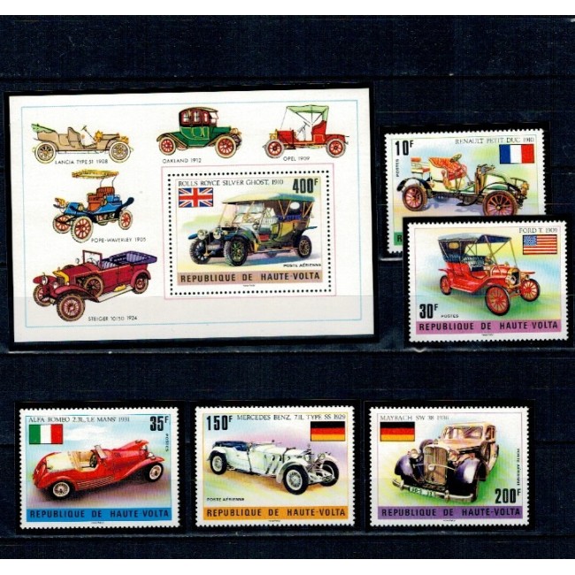 Haute Volta 1975 - Mașini de epoca, serie si colita neuzata