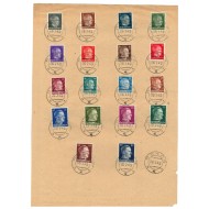 Ostland, ocupatia germana 1943 - Supratipar pe Hitler, Mi.No.1-18 pe fragment, cu stampile Pskov/Pleskau