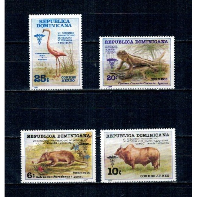 Republica Dominicana 1977 - Congres medicina veterinara, animale, serie neuzata