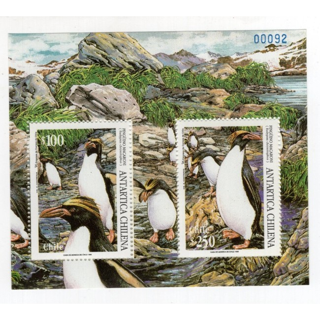 Chile 1995 - Fauna, pinguini, Antarctica, bloc neuzat
