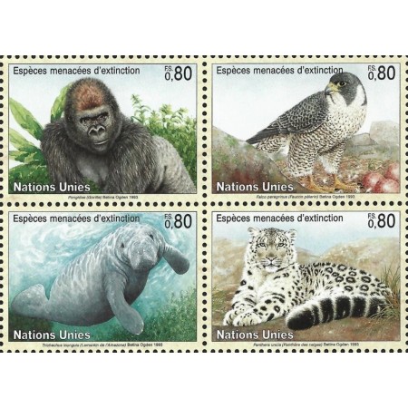 ONU Geneva 1993 - Fauna protejata, animale, serie neuzata